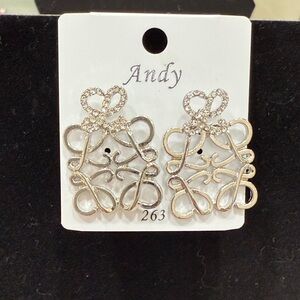 Silver Heart Bow Earrings